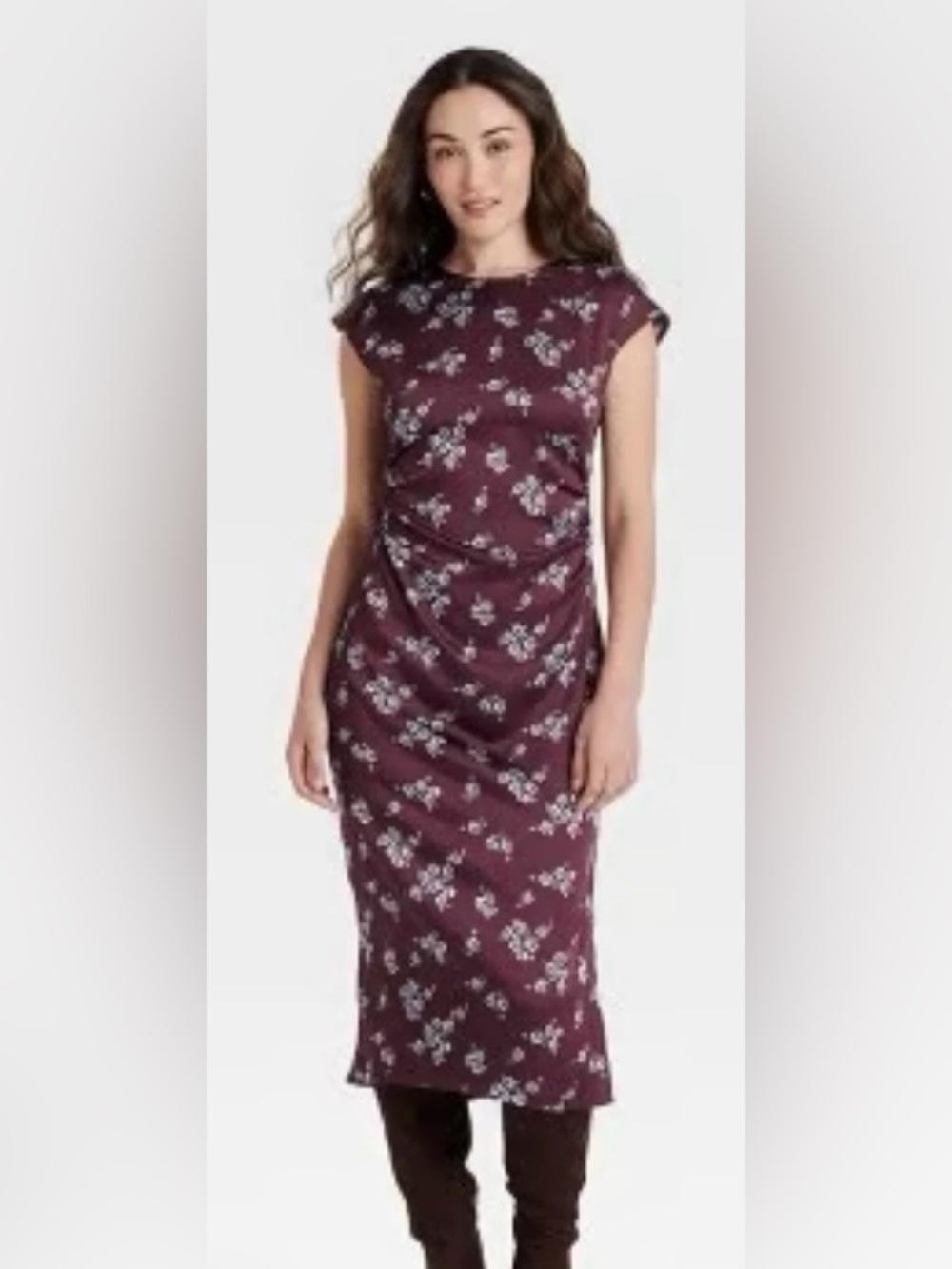 a new day Burgundy Floral Maxi Dress